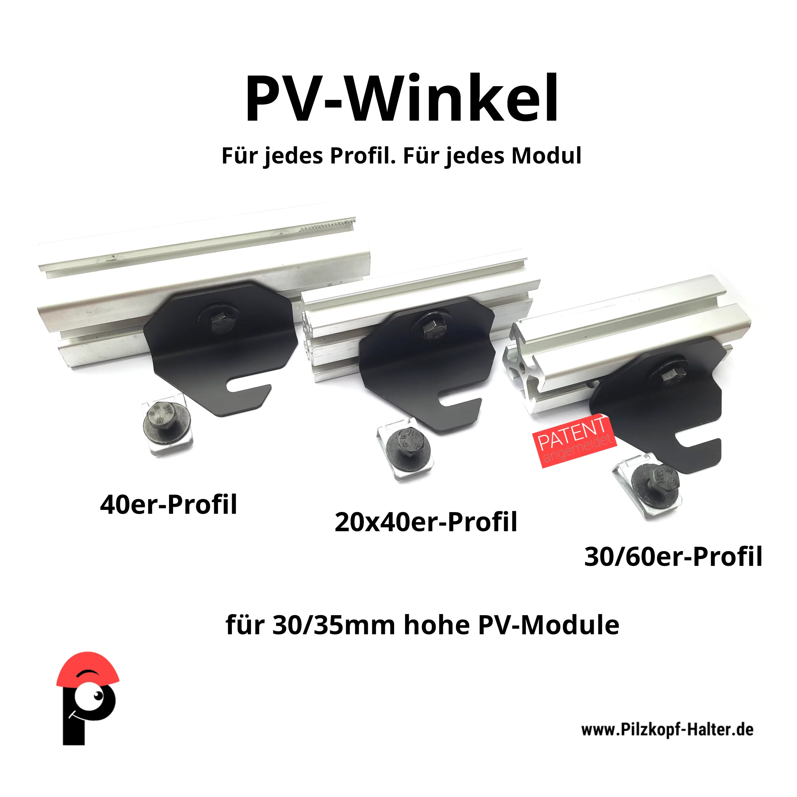 PV-Winkel- 2 Stück li/re für PV-Modul Montage mit Befestigungsmittel